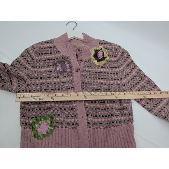 Sigrid Olsen Cardigan Sweater Medium Petite Wool Rabbit Hair Pink Preppy - Picture 5 of 7